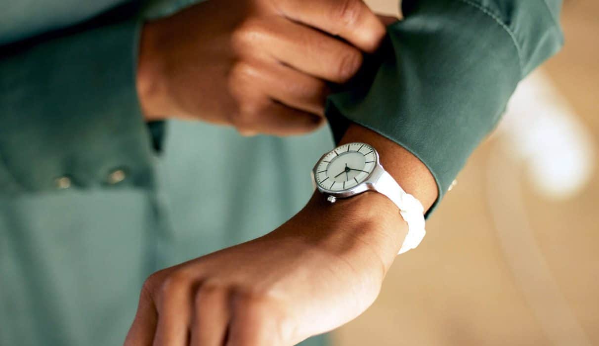 woman wearing a white watch